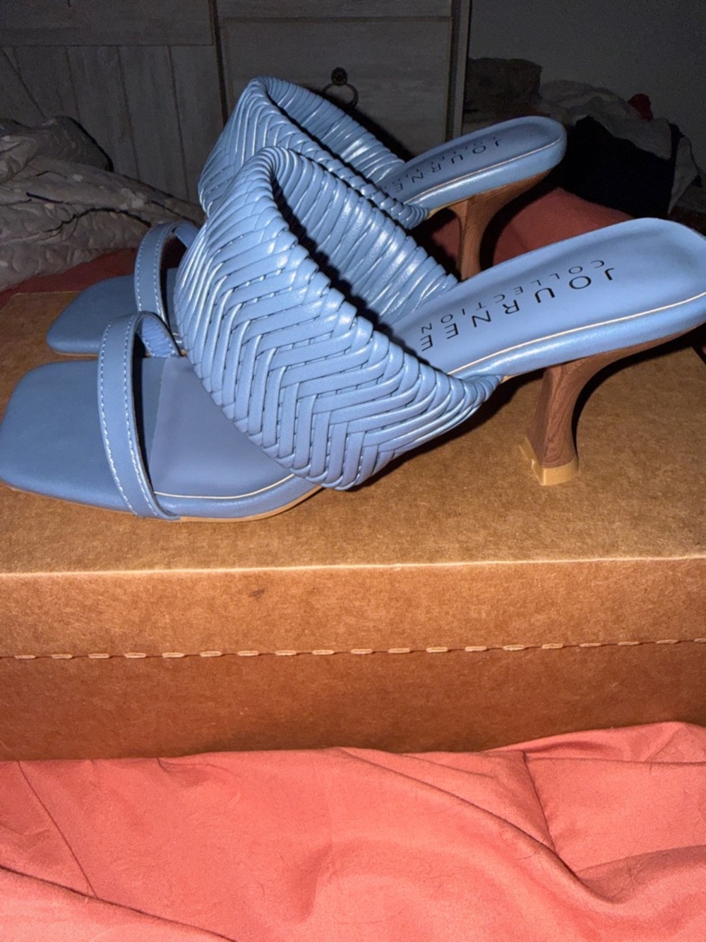 Journee Collection Monyka Braided Double-Strap Slide Sandals - Dusty Blue - Picture 2 of 9